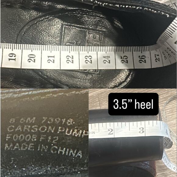 Frye Carson Leather Block Heel Pump Black Round Toe Classic Preppy Mod Retro 8.5 - Picture 8 of 8